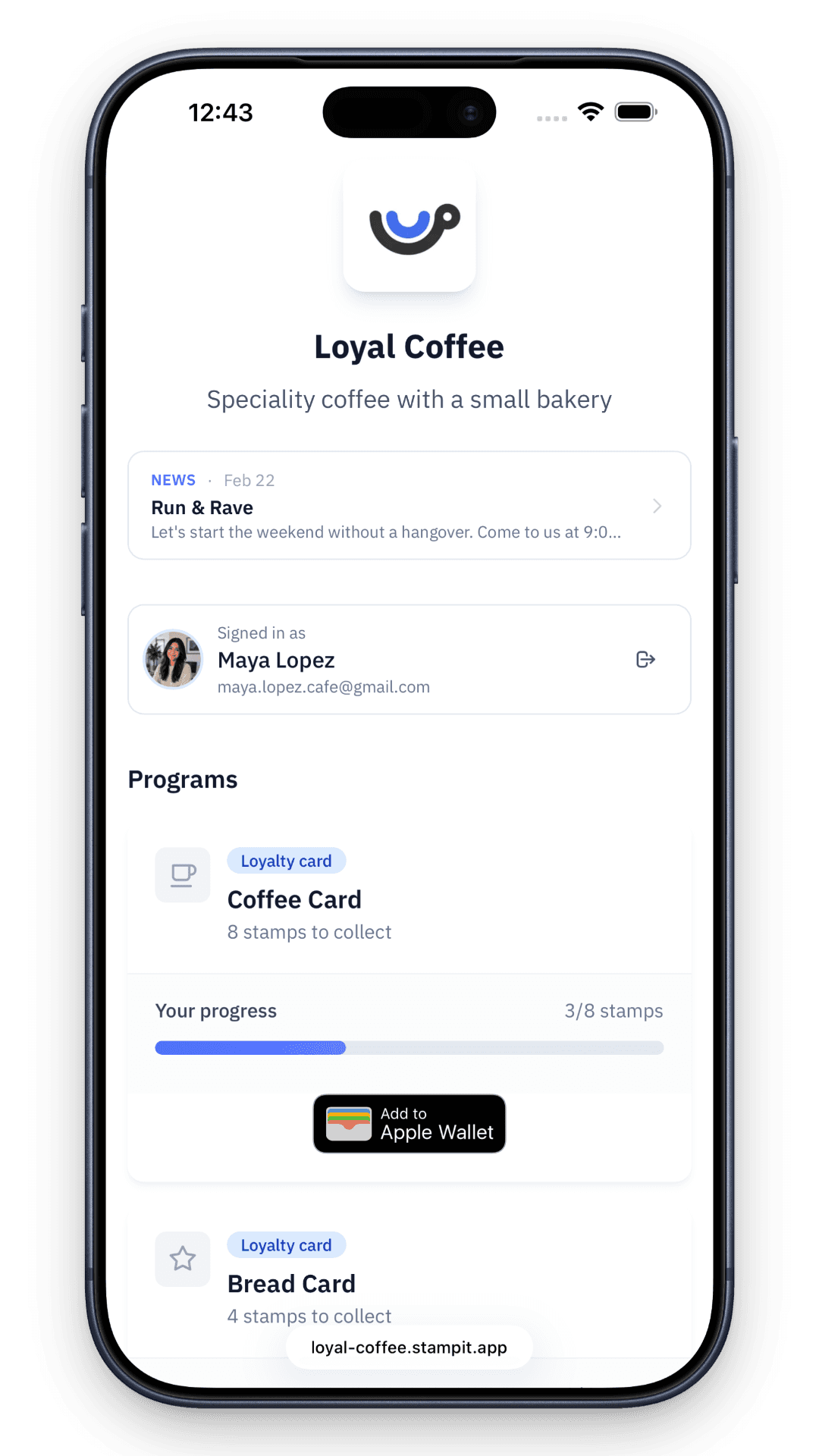 Branded partner page on a phone